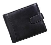 ODS:UK Mens RFID Blocking Safe Soft Leather Tri Fold Wallet Card Slots Id Window and Coin Pocket (Black - Style 4)