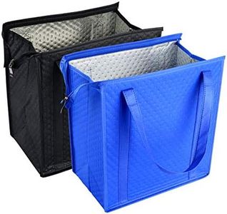 BAGHOME 2PCS Refrigerator Grocery Bag,Cooler Bag,Zipper,Black,Blue