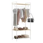 fusehome Heavy Duty Clothes Rack for Hanging Clothes, Garment Rack, Dress Rack, Clothes Drying Rack, Adjustable Shelf, Ample Storage, Freestanding Closet Organizer for Bedroom, Laundry,White
