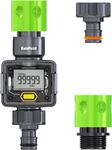 RAINPOINT Water Meter, LCD Water Flow Meter Smart Flowmeters with Two Quick Connectors, for Lawn Sprinkler Garden Hose Irrigation System RV Tank, Measuring in Gallons or litres