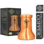 INDIAN ART VILLA Pure Copper Bedroom Water Bottle with Inbuilt Glass, Zenith-Carafe Design Half Hammered Half Lacquer Finish - Volume 1200 ml (Pack of 1)