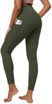 IUGA High Waist Yoga Pants with Pockets, Leggings for Women Tummy Control, Workout Leggings for Women 4 Way Stretch Khaki Green