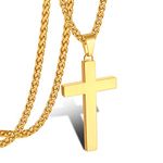 P. BLAKE Stainless Steel Gold Plated Cross Necklace for Men Boys Christian Golden Religious Cross Pendant Chain