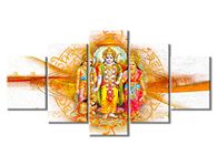 TUMOVO Canvas Wall Art Indian Wall Decoration for Living Room Lord Sita Rama Home Decor Supreme God Bedroom Wall Decor 5 Piece Artwork for Home Walls Giclee Wooden Framed Ready to Hang (60''Wx 32''H)