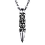PROSTEEL Punk Necklace Men, Stainless Steel Biker Motorcycle Skeleton Skull Bullet Pendants Necklaces, Charm Jewelry Party Gift