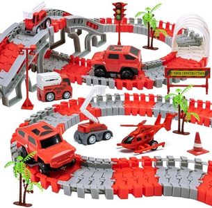 Lixiin 305 Pieces Circuit Voiture Enfant Jouet Enfant 3 4 5 6 Ans avec 6 Voiture Enfant Circuit Voiture Pistes Jouet Garçon 3 Ans Jeux Noël Cadeau pour Garçon Fille 3 4 5 6 Ans (Rouge)