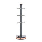 Tower T826132GRY Cavaletto Mug Tree with Stainless Steel Stoppers, Soft Underliner, Grey and Rose Gold