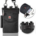 Ranboo Men Fanny Pack Fit for iPhone 15 Plus 13 Pro Max Samsung Galaxy S24 Ultra Google Pixel 6 Pro Holster Cell Phone Pouch Wallet Case with Belt Clip Pen Holder Crossbody Purse Shoulder Bag (Black)