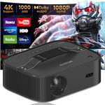 Wzatco Alpha 2 Max (Dark Edition) Ultra Bright 1000 ANSI, Native 1080P Fully Automatic 4K HDR, (Intelligent OA + Screen Fit), HDMI ARC, Android 9, BT 5.1, WiFi 6, Dolby