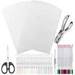 Heat Shrink Plastic Sheets Keychain Kit, Shynek 125Pcs Heat Shrink Plastic Sheet Kit Including 20 Pcs Shrink Film, Hole Punch, Pencils, Keychains, Tweezers, Scissors for Crafts and Keychains