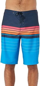 O'NEILL Mens 21" Stripe Board Shorts - Mens Swim Trunks with Fast-Drying Stretch Fabric - Mens Bathing Suit with Pockets, Navy | Hyperfreak Heist, 28