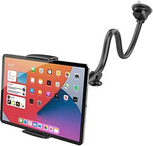 Car Tablet Mount Holder [13" Gooseneck Extension], Long Arm Windshield Vehicle Mount Compatible 7-11 inch Tablet, Sticky Gel Suction Cup Cell Phone Holder SUV Truck Lift Uber Driver, 2 in 1