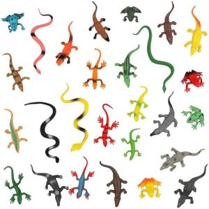 DOITEM 27Pcs Reptile Jouets Figurines d'animaux réalistes Figurines d'animaux Reptile en plastique Lézards Serpent Grenouille Crocodile Jouets Animaux Jouets pour enfants Apprentissage Cadeau éducatif