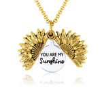 Bee Kind The Original You Are My Sunshine Sunflower Necklace for Girls - A Sunflower Locket Necklace Made With Stainless Steel and 18K Gold Plating comes with Personalized Gift with Box for Women