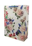 Arrow Paper Products Deluxe Rose Flower Printed Paper Gift Bags for Return Gifts | Weddings | Birthday | Holiday Gifting & Presents (Size: 28x20x7.5 cm | Pack of 80)