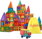 Playbees Magnetic Building Tiles 100 Piece Set - Magnet Tiles for Kids Ages 4-8, Building Block Set for Boys and Girls, Toddlers Stem Educational Learning Development Toys