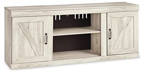 Signature Design by Ashley Bellaby Farmhouse Large TV Stand up to 60" with 3 Adjustable Shelves and Fireplace Option, White