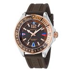 Nautica Men's NAPCWF302 Clearwater Beach Brown Silicone Strap Watch, Brown, Modern