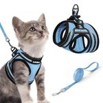 rabbitgoo Cat Harness and Leash, Step-in Escape Proof Kitten Harness Set, Soft Comfortable Cat Vest, Easy to Wear and Adjust, Reflective for Safe Outdoor Walking, Light Blue, Small