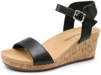 DREAM PAIRS Womens Open Toe Buckle Ankle Strap Platform Wedge Sandal, Black/Pu-8.5 (Nini-8)