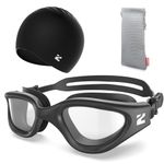 ZIONOR G1 Lite Swimming Goggles and Swim Cap Set Comfortable Anti-fog Swim Goggles for Adult Men Women