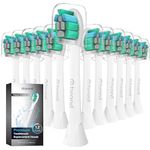 12 Pack o1brand ADULT Toothbrush Heads Compatible with Sonicare Electric Toothbrush, Medium Softness, Premium Brush Heads (Plaque Control)