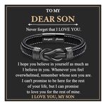 EYQV Son Gifts, Leather Bracelet Son Gifts for Teenage Boys, Unique Mens Gifts for Son Birthday Christmas Graduation, Son Gifts from Mum Dad