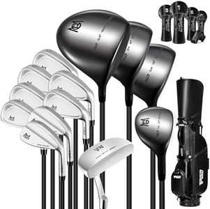 PGM 19 Piece Men's Complete Golf Club Sets - Ultra-Thin Face Titanium Driver (0.85+ COR), High COR Fairway Woods, Forged Irons, Precision CNC Milled Putter, with Stand Bag - Stiff(Sliver)