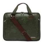 VISMIINTREND Stylish Vegan Leather Office Laptop Messenger Handbag Briefcase Shoulder Bag for Men and Women |Fits 13",14", 15.6 Inch Laptops | Birthday | Anniversary | Gift | Husband | Unisex (Green)