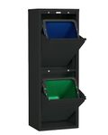 Tilt-Out Trash Can Cabinet with 2 Garbage Cans - Waste Storage Solution for Kitchen and Garage | Tilt Out Trash Can Cabinet | Garbage Can Cabinet | kitchen Garbage Can Holder (Black, 2 Buckets)