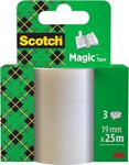 Scotch Magic Invisible Tape - 3 Refill Rolls, 19mmx25m - General Purpose Sticky Tape for Document Repair, Labelling & Sealing