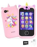 Lenudar Kids Toy Phone,Christmas Birthday Unicorns Gifts for 3 4 5 6 7 8 years old Girls,Touchscreen Learning Toys for girls age 3-11 with Dual Camera 8G SD Card