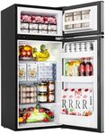 EUHOMY Mini Fridge with Freezer, 4.5 Cu.Ft Mini Refrigerator fridge, 2 door For Bedroom/Dorm/Office/Apartment - Food Storage or Cooling drinks, Silver