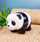 SATYAM KRAFT 1 Piece Ceramic Lazy Panda Design Piggy Bank, Kids Coin Box Gullak, Coin Holder Showpiece for Rupees Saving, Coin Storage Box for Girl, boy, Adults-Money Kilona ATM for Gifting, Birthday