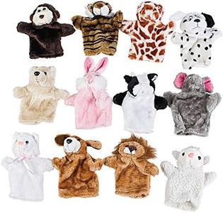 Plush Animal Hand Puppets for Kids (12 Pieces) Zoo and Farm Assortment