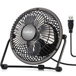 Daffodil Portable Desk Fan 4 Inches UFN100 - Stand or Hang Mini Electric Fan with Powerful Wind from 4 Quiet Blades - USB Powered Low Energy Silent Tent/Dash/Desk/Bedside/Truck Fan - Black