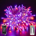 Ollny Halloween Fairy Lights Outdoor Decorations 10m 100 LEDs, Waterproof String Light Mains Powered with 8 Modes Timer Plug, Creepy Purple and Orange Lighting for Indoor Outside Garden Party Decs
