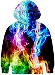 Neemanndy Kids Hoodie 3D Graphic Sweater with Pocket for Boys Girls 6-15 Years, Colorful Smoke, 13-15 Years