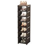 Vertical Shoe Rack, 8 Tiers Adjustable Narrow Shoe Shelves, Tall Shoe Rack, Free Standing Shoe Stand, Space Saving Stackable Shoe Tower Shelf for Living Room, Closet, Entryway (Black)