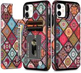 HianDier Wallet Case for iPhone 11 Slim Protective Case with Credit Card Slot Holder Flip Folio Soft PU Leather Magnetic Closure Cover for 2019 iPhone 11 iPhone XI, Mandala Colorful