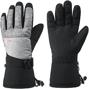 Alpine Swiss Mens Waterproof Gauntlet Snow Ski Gloves Winter Sport Snowboarding Windproof Warm 3M Thinsulate LT Gry XL