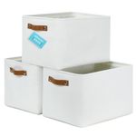 OrganiHaus Large Fabric Storage Baskets for Shelves 3 Pack, 15x11in Closet Storage Bins for Shelves, Cloth Baskets, Fabric Storage Cubes, Linen Closet Organizers, Fabric Basket, White Basket