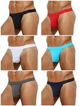 Casey Kevin Men's Thongs Underwear Sexy Mesh Tagless G-Strings 6 Pack Mutil Color