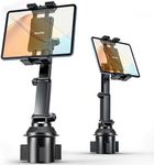 OHLPRO Car Cup Holder Tablet Mount for Truck & SUV, Heavy Duty iPad Holder for Car with Thick Case Friendly Deep Claws, 2.6-3.9" Expandable Base & Adjustable Extension Arm, Fits 5-17" Devices, Black