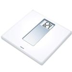 Beurer PS160 Digital bathroom Scale | Pure white acrylic electronic bathroom scale | XXL display | 180 kg loading capacity | Large standing surface area | Adjustable betwee kg, lb and st