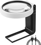 GIVEDOUA Large 4.35in Magnifying Glass 10X 30X with Light and Stand, Handheld Standing LED Illuminated Magnifier, Folding Reading Magnifying Glass with for Seniors Read, Cross Stitch, Map, Jewelry