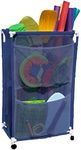 Essentially Yours Slim Rolling Pool Noodle Storage Organizer Bin, Space Saver, (14.4" W x 24.6" L x 42.5" H), Blue/White Style 428546