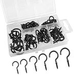 TUPARKA 75Pcs Black Cup Hook Nickel Plated Metal Hooks Screw-in Ceiling Hooks Holder Multi-Size