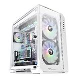 Thermaltake Tempered Glass, Acrylic View 51 Full Tower Computer Case with 2 200mm ARGB 5V Motherboard Sync RGB Fans + Rear Fan (Black)