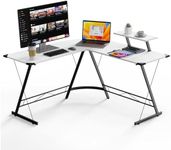 ZERIFAM L-Shaped Desk Computer Table 51" inch Gaming Table,Computer Corner Table, Office Writing Workstation with Large Monitor Stand, Space-Saving, Easy to Assemble (White)